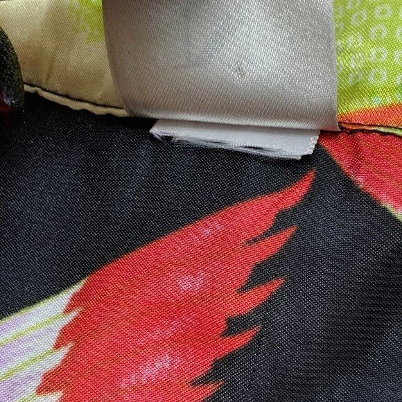 Natori Black Silk Blouse w/ Asian Crane Pattern - Picture 5 of 5